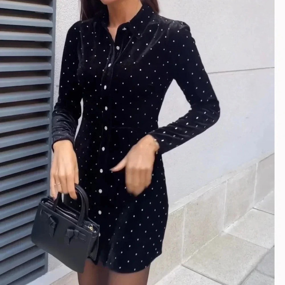Zara black sparkly mini dress - Picture 1 of 3
